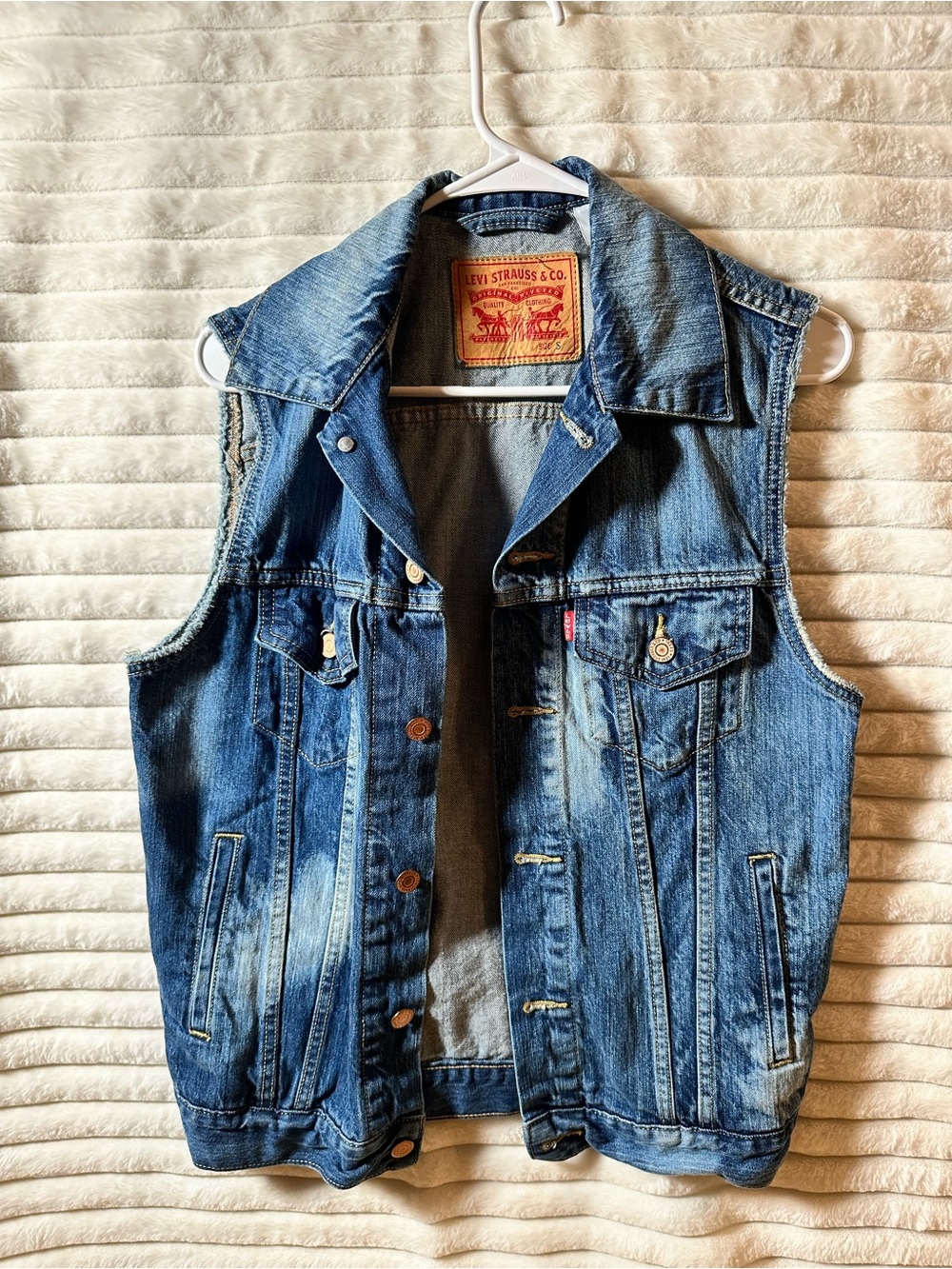Levi's Light Blue Denim Vest with Red Patch